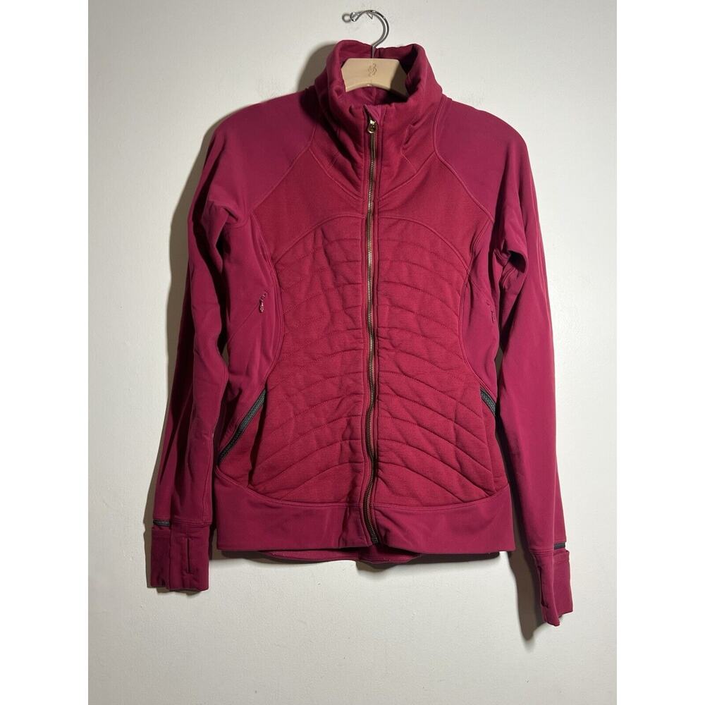 Lululemon VGUC Berry Rumble Fleece Out Full Zip Jacket Gold Zippers Size 8 - Picture 3 of 11